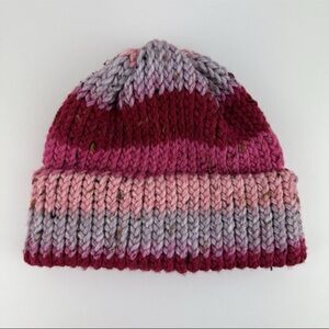Handmade In USA Women's OSFM Hand Knit Beanie Winter Hat Cap Ribbed Cuffed NEW!